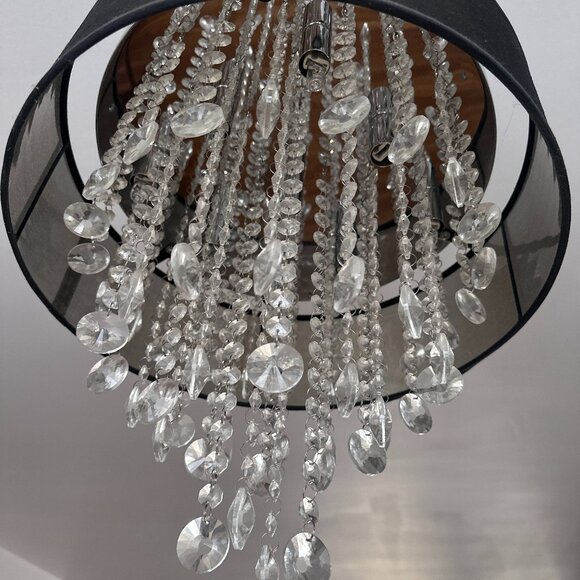 Crystal Chandelier with Black Shade - Picture 3 of 3
